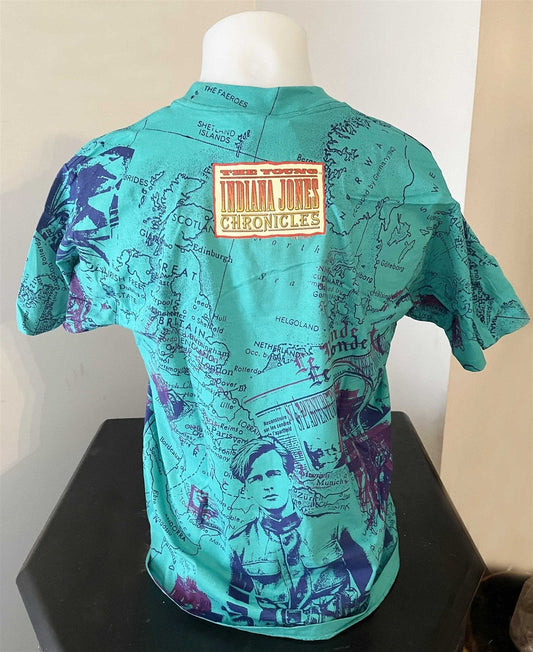1992 YOUNG INDIANA JONES vintage wrap-around green tee shirt One Size
