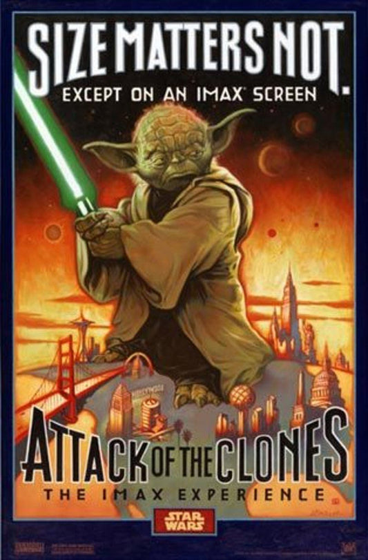 Star Wars ATTACK OF THE CLONES original 27x40 DS movie poster YODA Imax